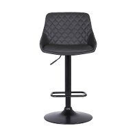 Gray Upholstered Adjustable Bar Stool - Anibal-3