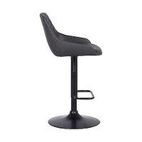 Gray Upholstered Adjustable Bar Stool - Anibal-4