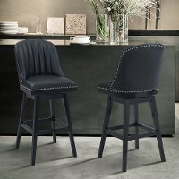 Black 26 Inch Upholstered Swivel Counter Height Stool - Journey