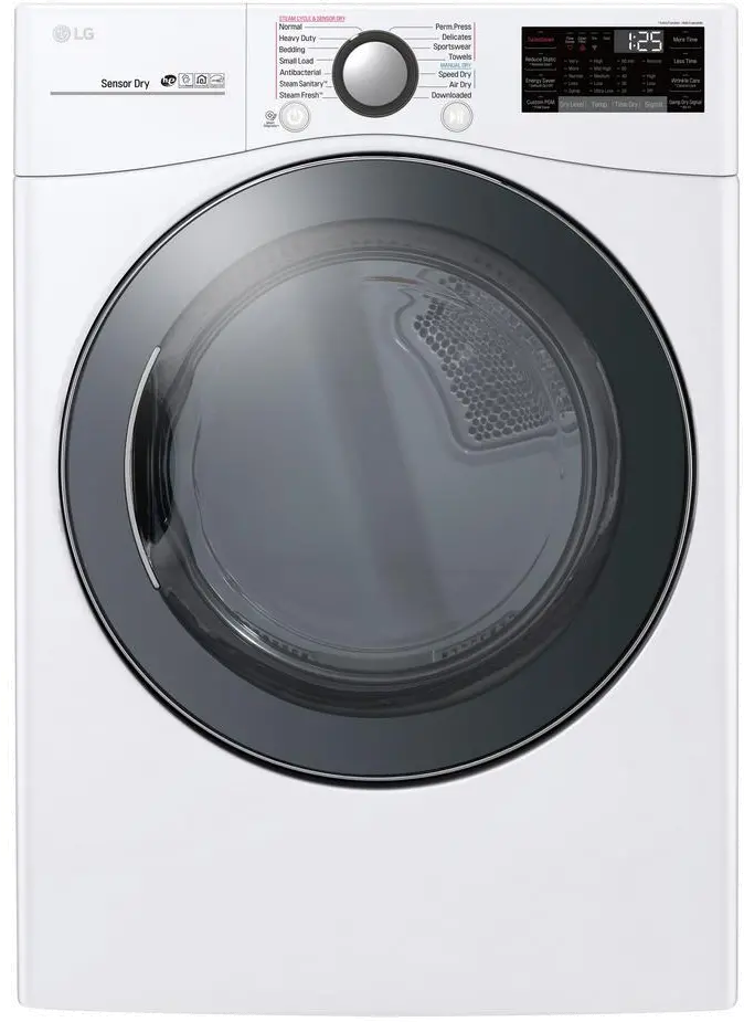 DLEX3900W LG Smart WiFi Enabled Electric Dryer with TurboSteam - 7.4 cu. ft. White-1