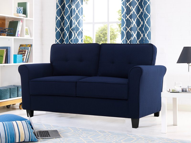 Clic Contemporary Navy Blue Loveseat Hanson Rc Willey Clic Contemporary Navy Blue Loveseat