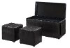 Java Brown Faux Leather 3 Piece Storage Ottoman Set - Irvine