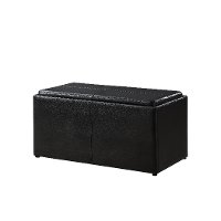 Java Brown Faux Leather 3 Piece Storage Ottoman Set - Irvine-2