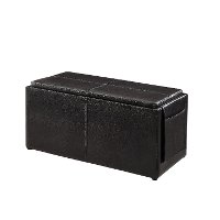 Java Brown Faux Leather 3 Piece Storage Ottoman Set - Irvine-3