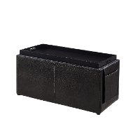 Java Brown Faux Leather 3 Piece Storage Ottoman Set - Irvine-4