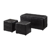 Java Brown Faux Leather 3 Piece Storage Ottoman Set - Irvine-6