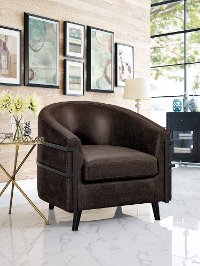 Java Brown Relax A Lounger Faux Leather Accent Chair - Napa