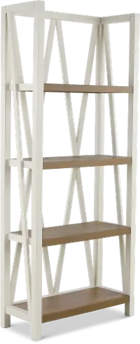 Amy Cotton White Bookcase with Natural Shelves