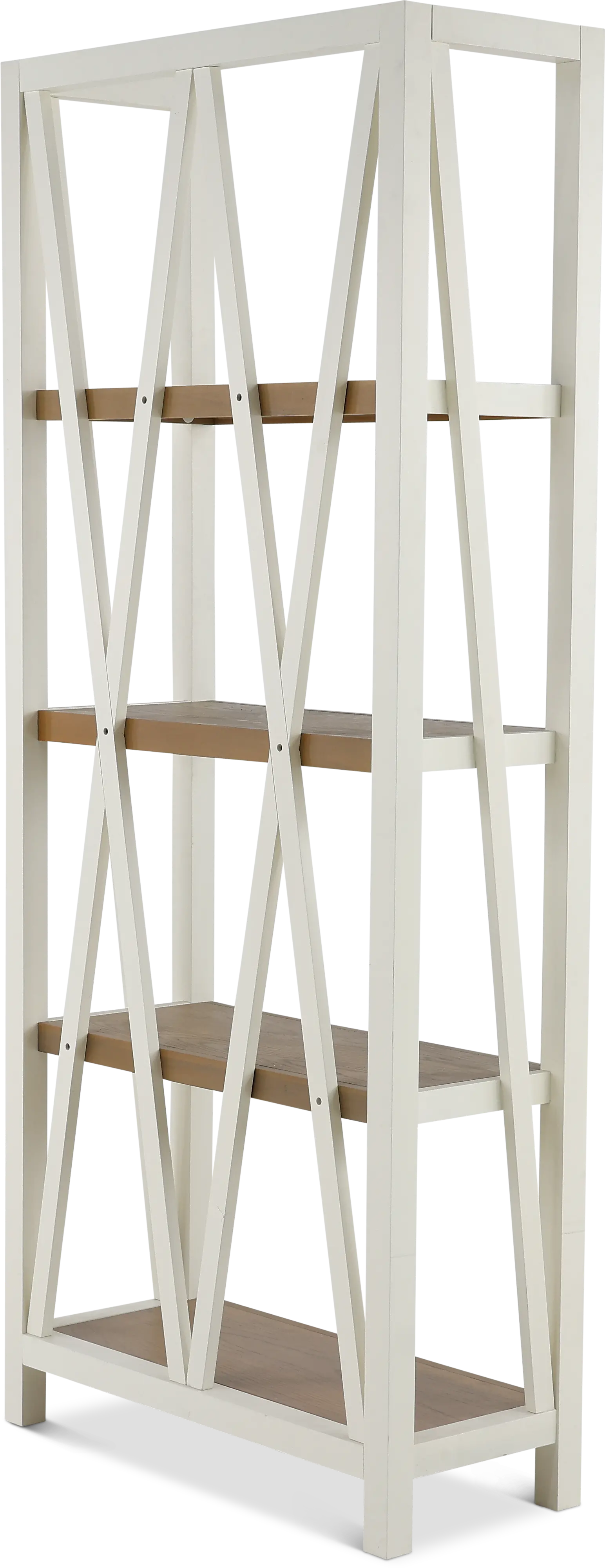 Amy Cotton White Bookcase with Natural Shelves-3