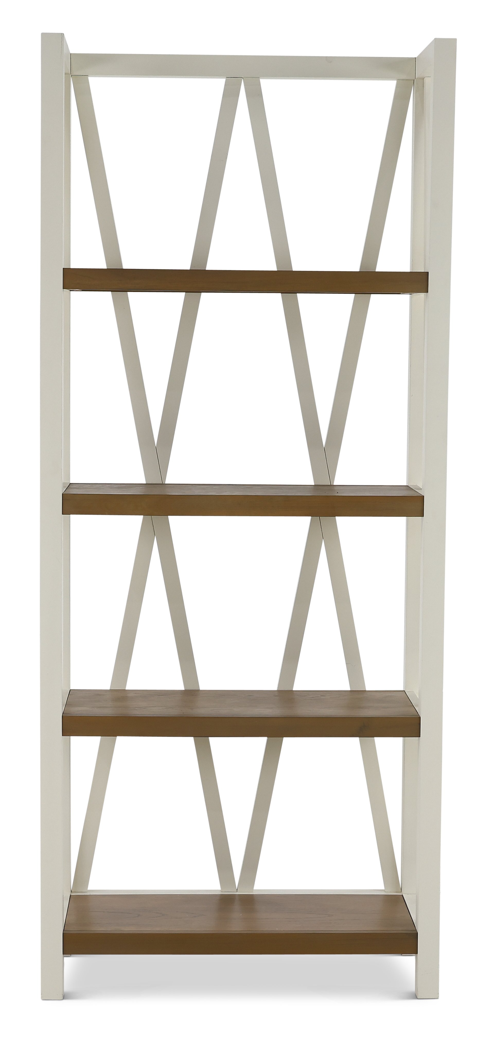 Rustic Cotton White Bookcase with Natural Shelves-2