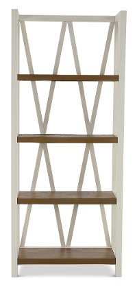 Rustic Cotton White Bookcase with Natural Shelves-2