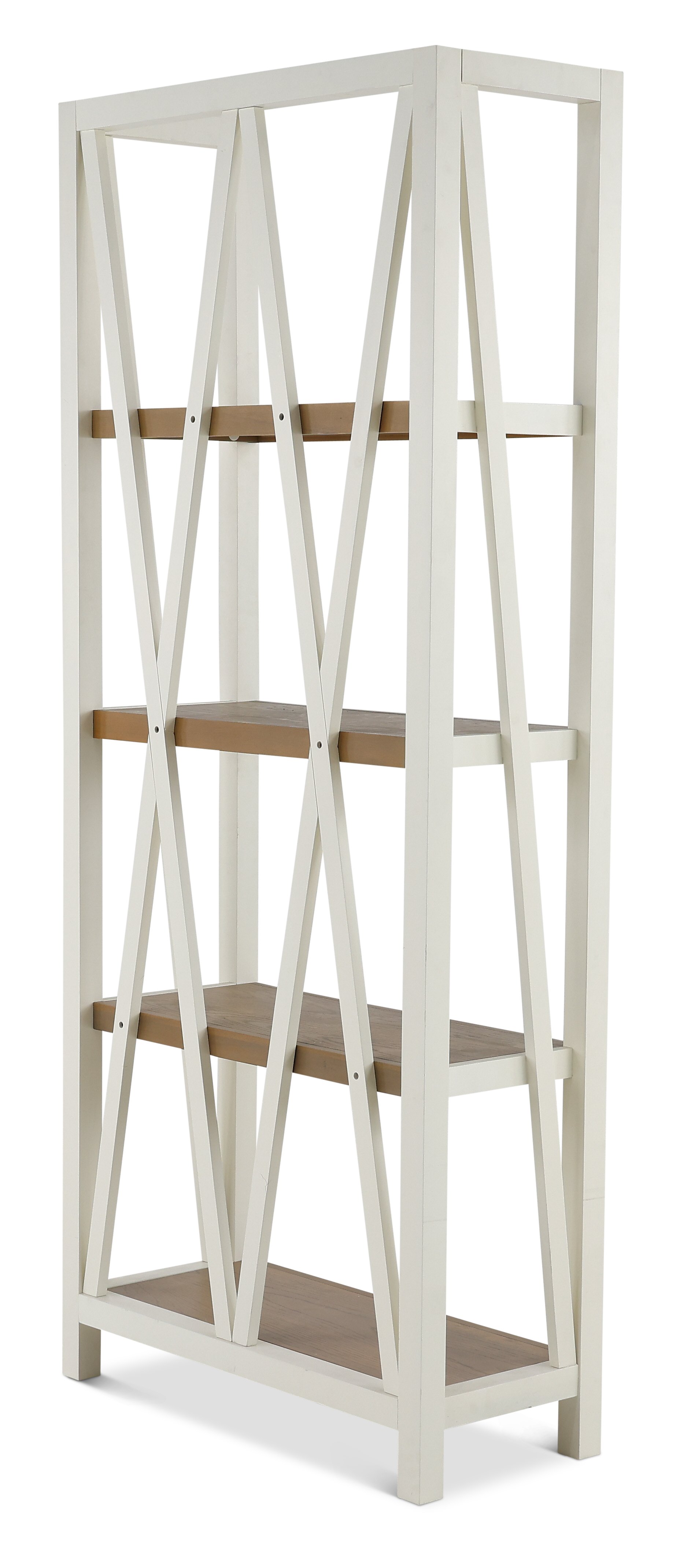 Rustic Cotton White Bookcase with Natural Shelves-3