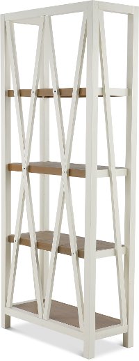 Rustic Cotton White Bookcase with Natural Shelves-3