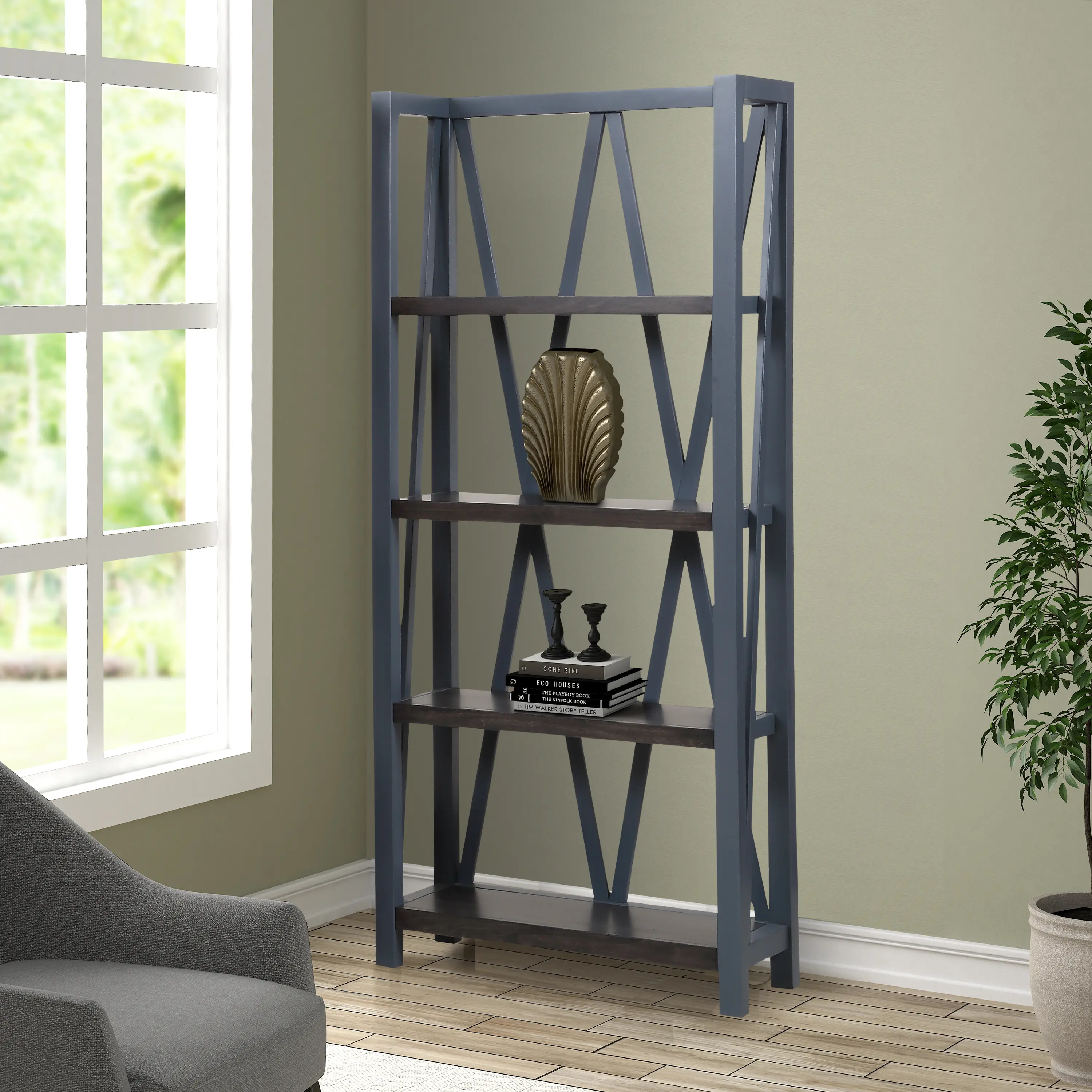 Amy Denim Blue Bookcase-2