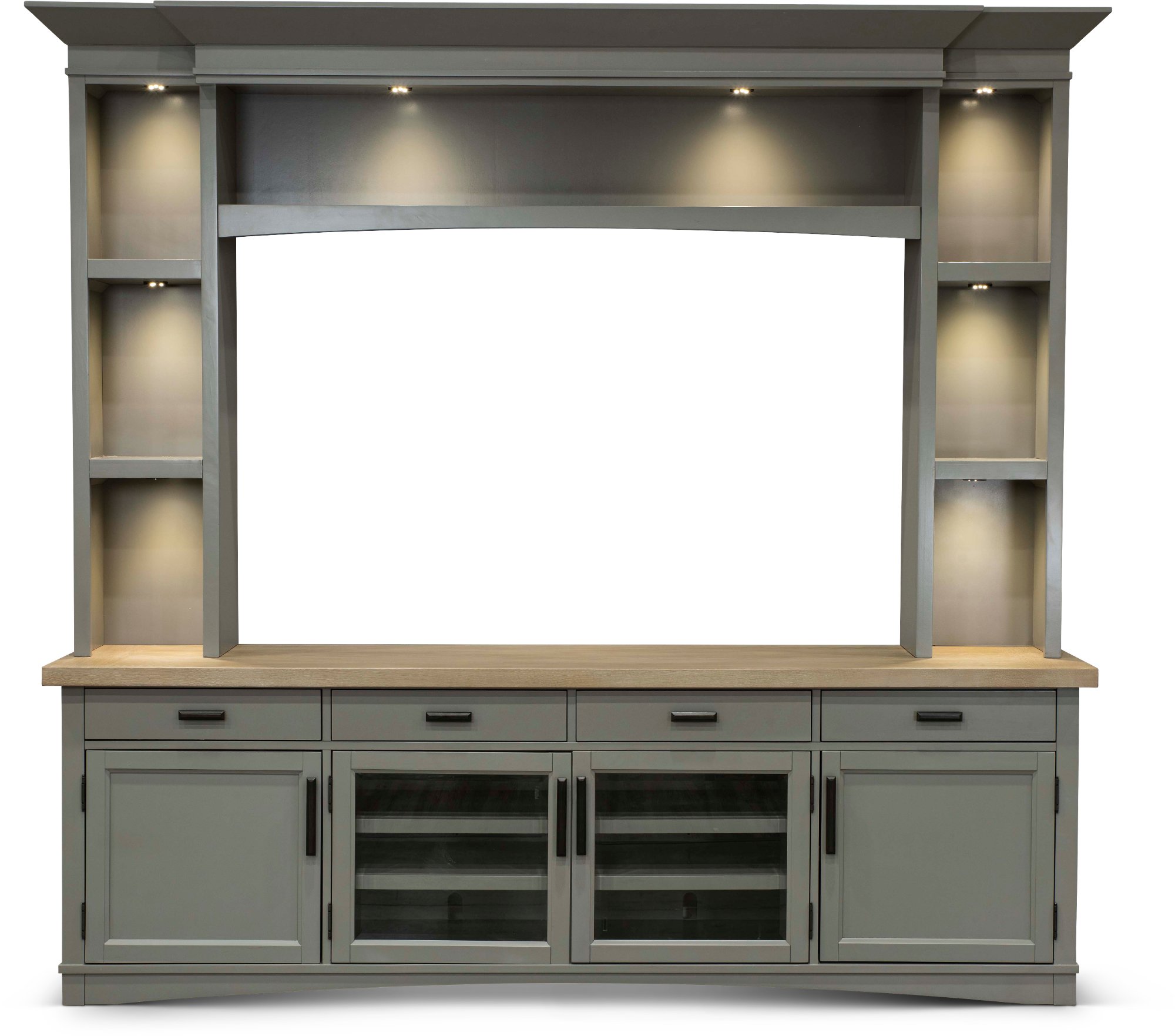Rustic Dove Gray 92 inch Entertainment Center-2