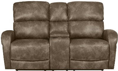 Stone Brown Transitional Reclining Console Loveseat - Sylvie
