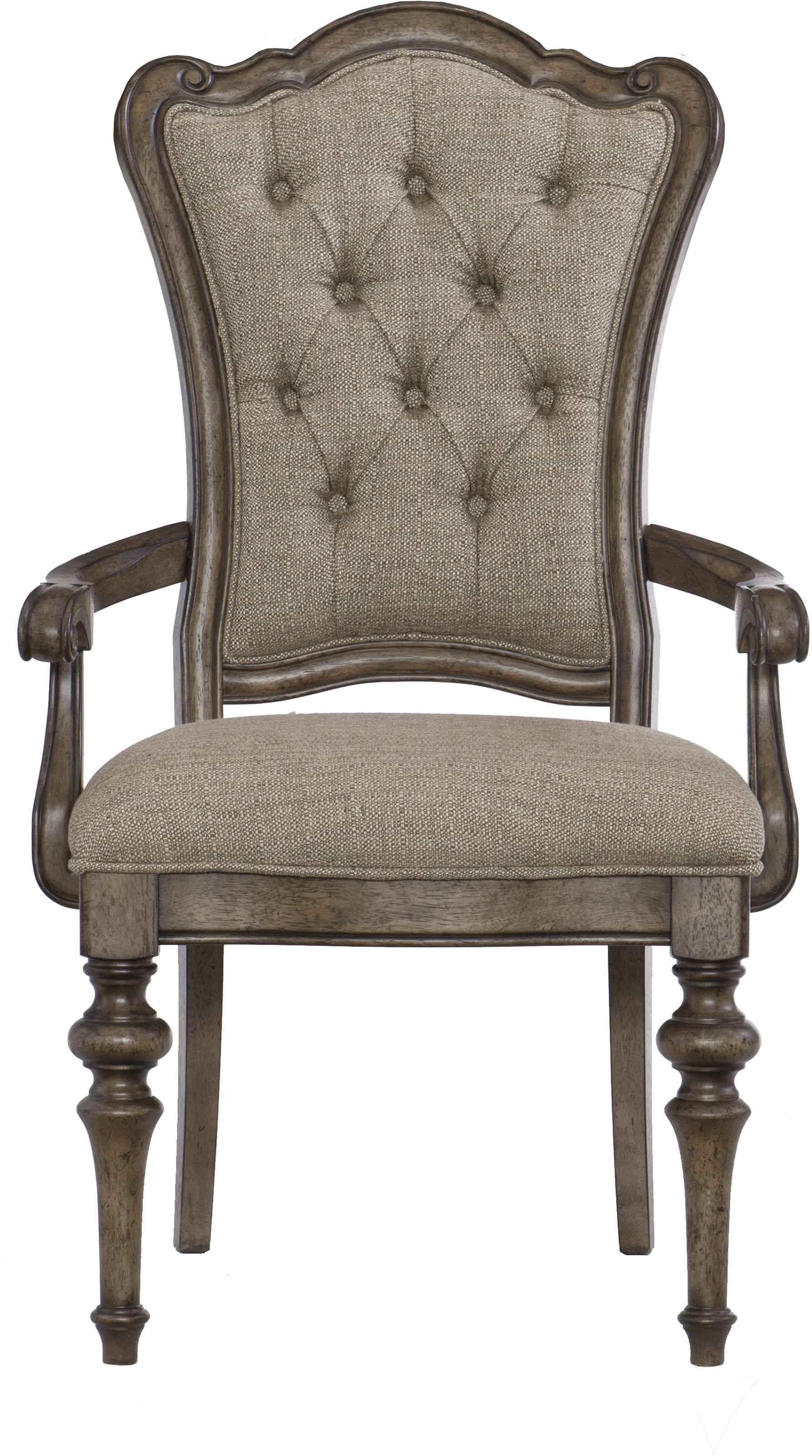 Traditional Brown Upholstered Dining Room Arm Chair - Heath Park-1