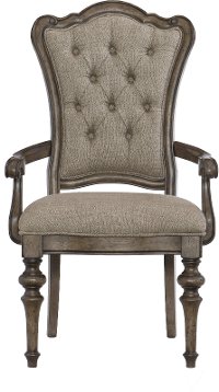 Traditional Brown Upholstered Dining Room Arm Chair - Heath Park