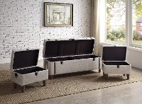 Taupe Button Tufted Storage Ottomans Set of 3 - Sachi-2
