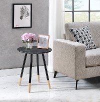Black Round Modern Chairside Table - Heidi