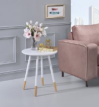 White Round Modern Chairside Table - Heidi