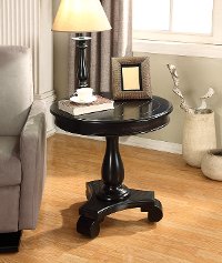 Wooden Black Round Pedestal Accent Table - Constance