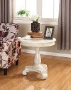 Clearance Wooden Ivory Round Pedestal Accent Table - Constance