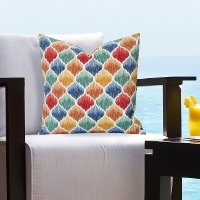 Multi Color Distressed Geometric Indoor-Outdoor Throw Pillow
