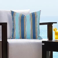 Blue Striped Indoor-Outdoor Throw Pillow