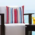 Nautical Stripes in Primary Colors Indoor-Outdoor Throw Pillow