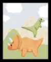 Clearance Green and Orange Dinosaurs Canvas Framed Wall Art