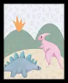 Clearance Blue and Pink Dinosaurs Canvas Framed Wall Art