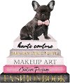 Dog Sitting on Books Wall Art with Gold Leaf Accents