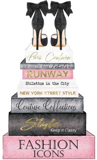 Multi Color Books and Shoes Wall Art on Glass
