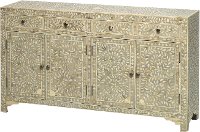 White and Ivory Inlay Dining Sideboard - Stella