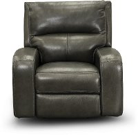 Slate Gray Leather-Match Glider Recliner - Megan