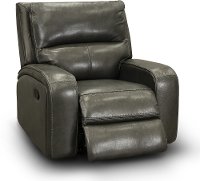 Slate Gray Leather-Match Glider Recliner - Megan-2