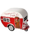 Red and White Metal Camping Trailer