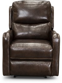 Mahogany Leather-Match Power Recliner with Power Lumbar and Headrest - Chia
