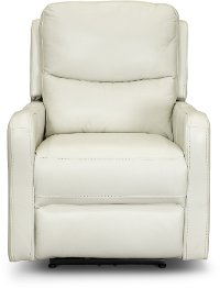 Ice White Leather-Match Power Recliner with Power Lumbar and Headrest - Chia