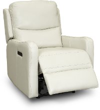 Ice White Leather-Match Power Recliner with Power Lumbar and Headrest - Chia-2