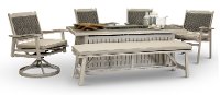 White 6 Piece Patio Fire Dining Set - Lake House-2