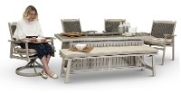 White 6 Piece Patio Fire Dining Set - Lake House-3