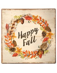 12 Inch Multicolor MDF Happy Fall Painted Sign