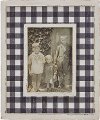 12 Inch Distressed White and Black Checkered Picture Frame