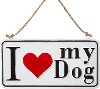Red, White and Black I Love My Dog Sign Ornament