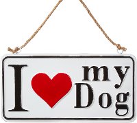 Red, White and Black I Love My Dog Sign Ornament