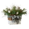 18 Inch Winter Arrangement with Faux Cotton and Greenery in Basket
