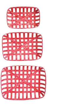 20 Inch Red Wood Open Weave Basket