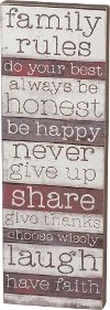 Red, Cream and Gray Family Rules Box Sign